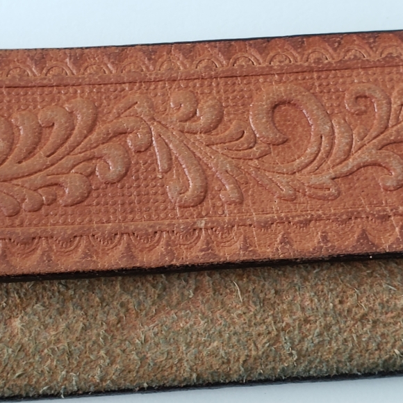 Vintage Genuine Leather With Boho Print Belt - Picture 4 of 6
